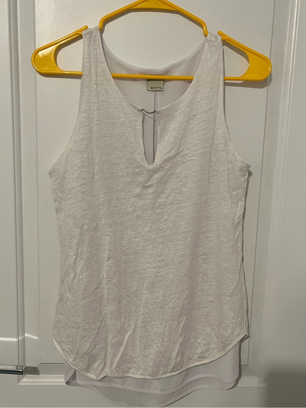 ecru White Layered Keyhole Sleeveless Tank